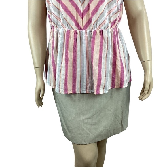 Lane Bryant Striped Tie Shoulder Top Size 18/20 Multicolor Linen Blend - Picture 3 of 7